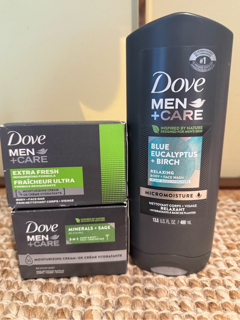 Dove Men+Care Blue Eucalyptus + Birch Body & Face Wash — Gray